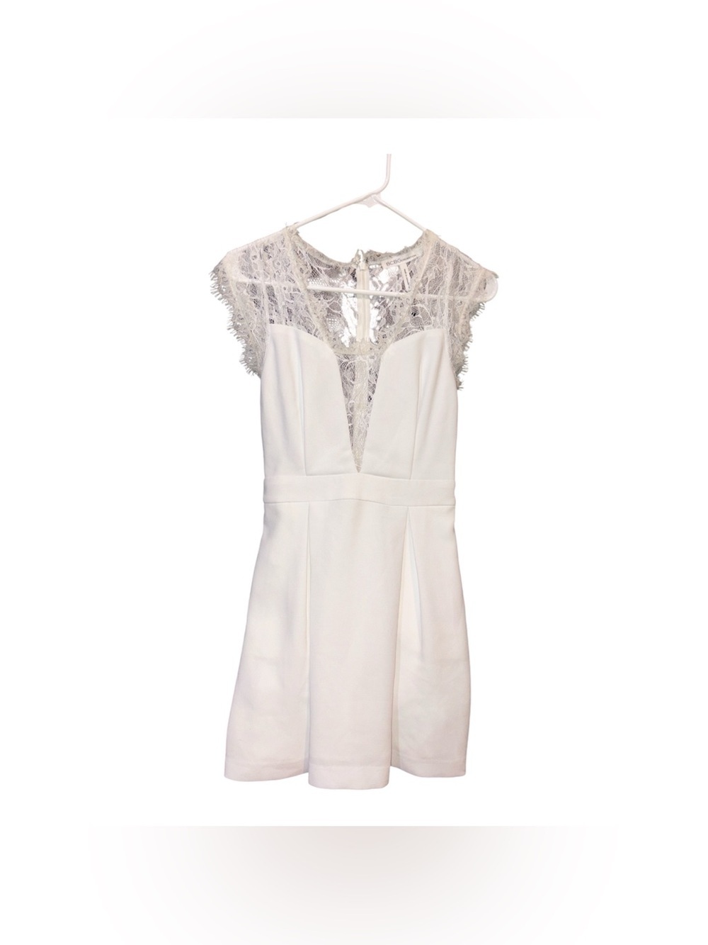 BCBGeneration White Lace-Trim Mini Dress